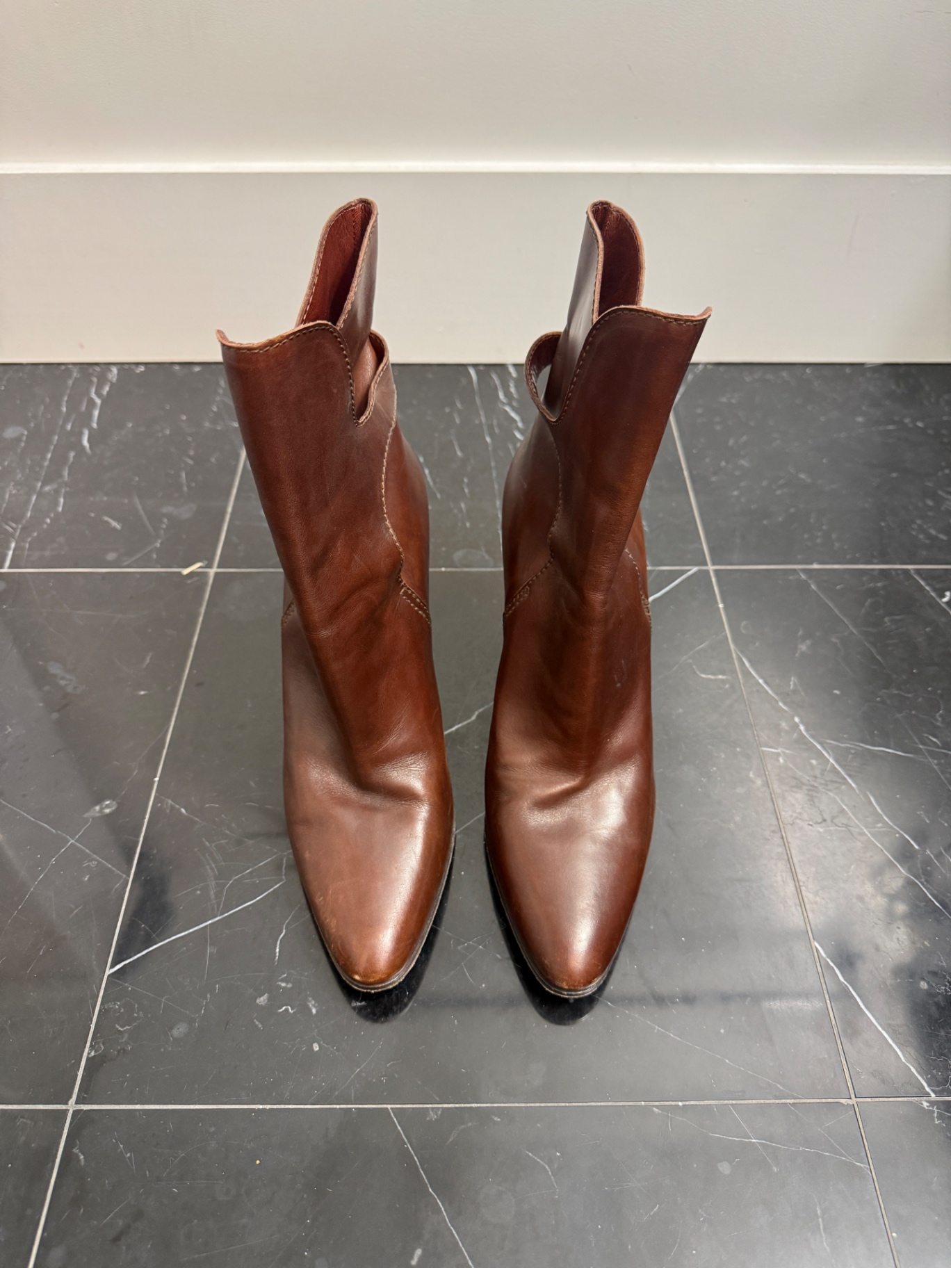 Ralph Lauren Collection Brown Italian Leather Mid-Calf Boots