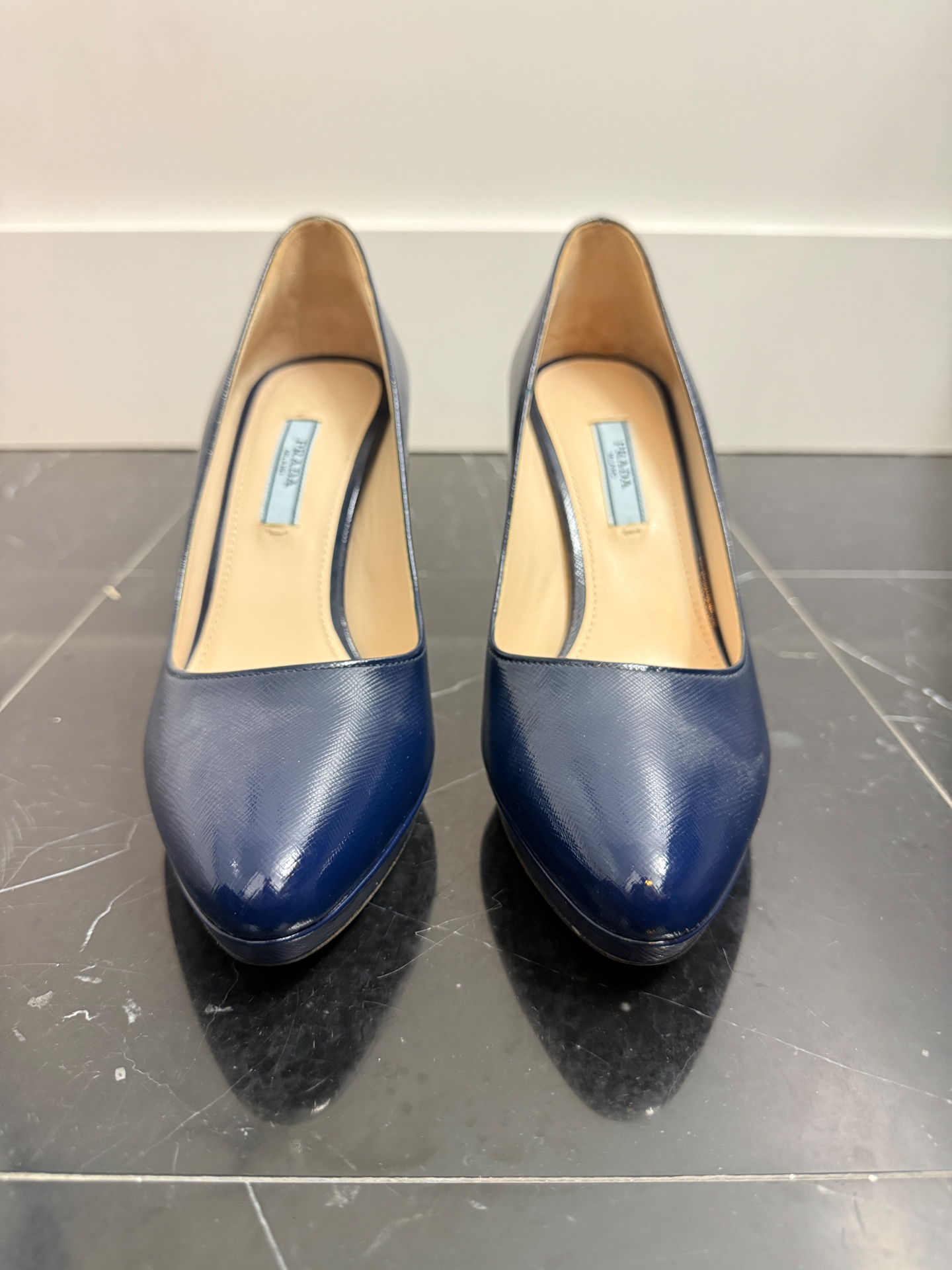 Prada Saffiano Leather Platform Pumps