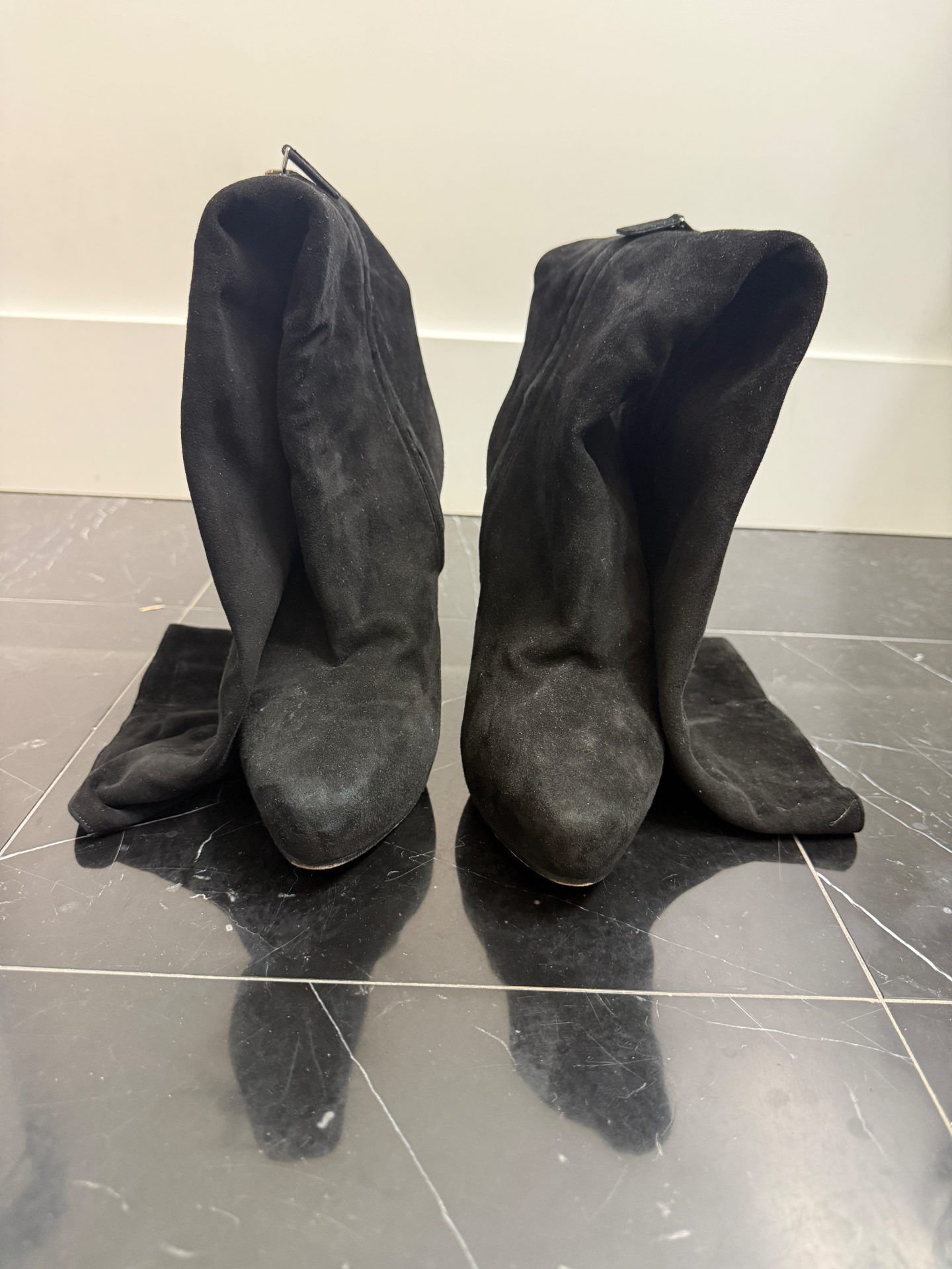 Prada Black Suede Knee-High Boots