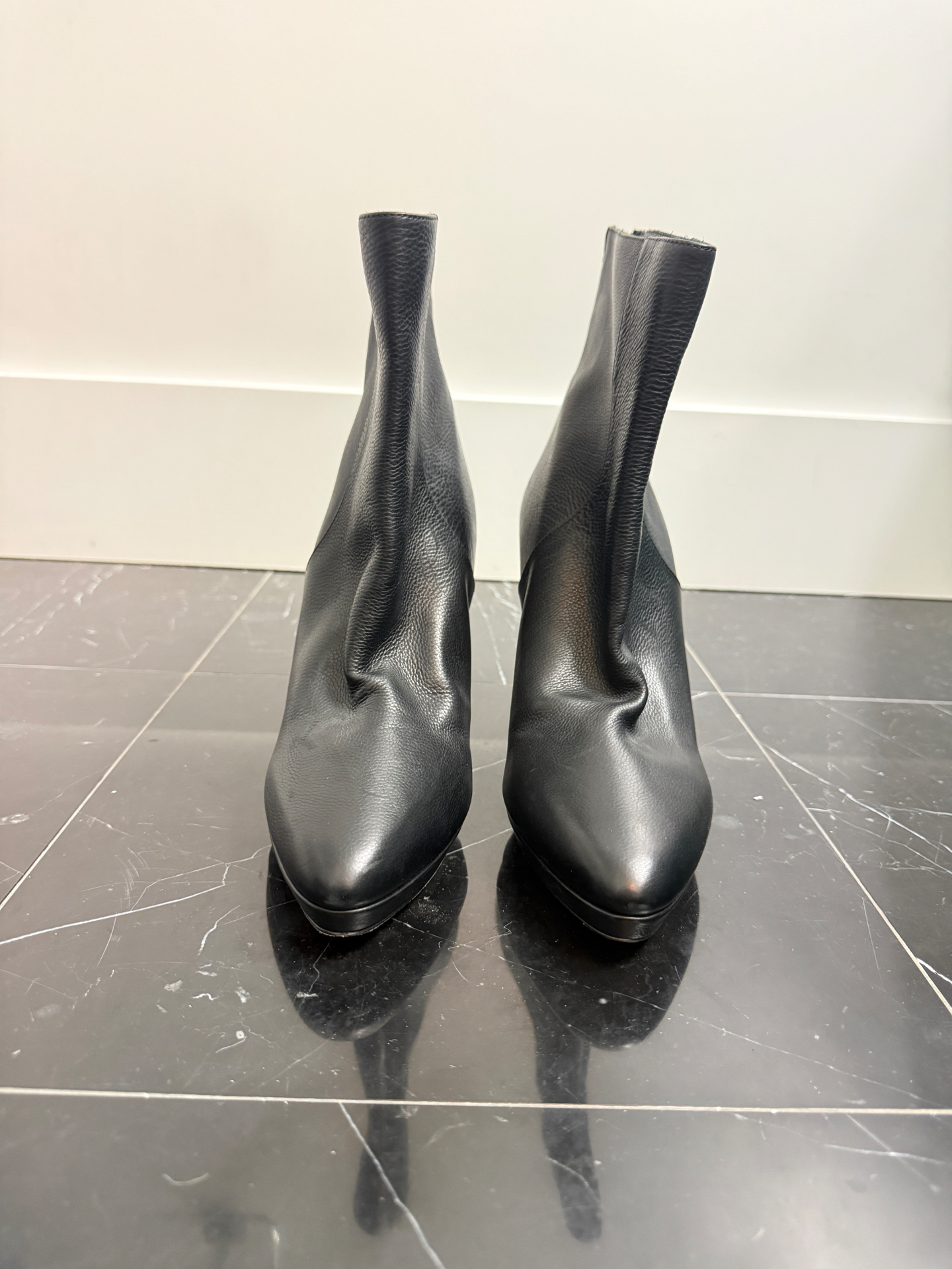 Jimmy Choo Black Pebbled Leather Ankle Boots