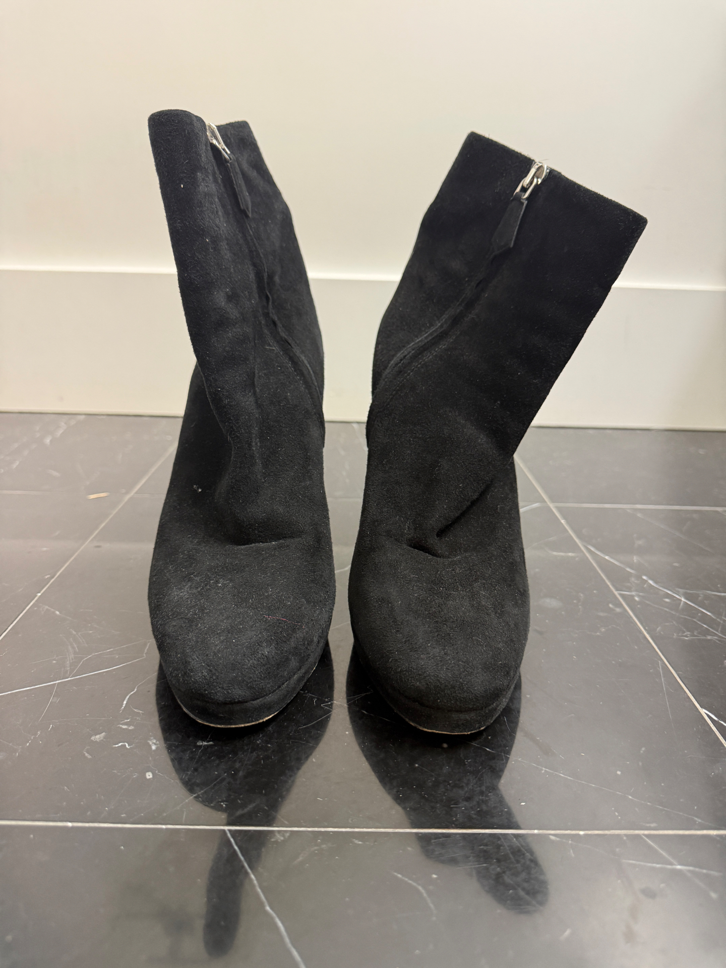 Prada Black Suede Ankle Boots